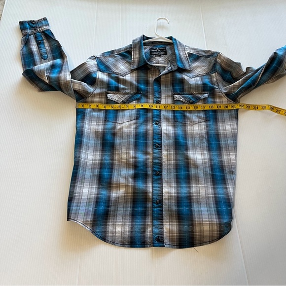 CODY JAMES Western Wear Blue Plaid Pearl Snap  Long Sleeve Shirt Size Medium - Picture 8 of 8
